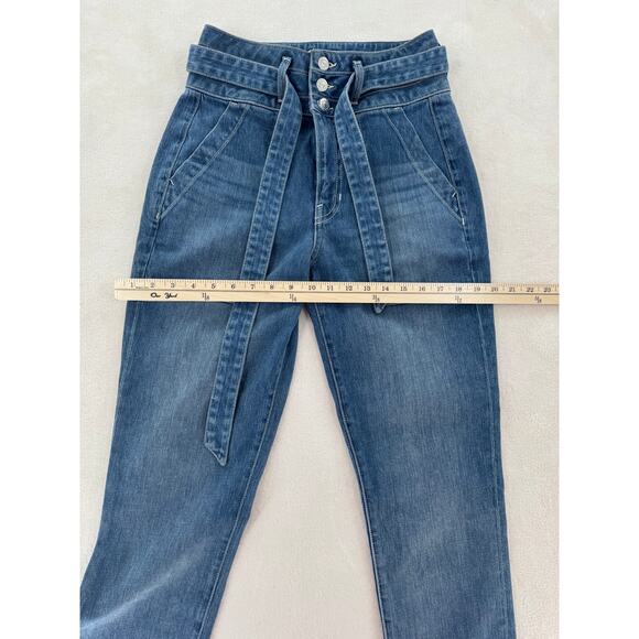 Veronia Beard Logan Slim Straight Extra High Rise Jeans Tie Waist Denim 27 4 - Picture 9 of 10